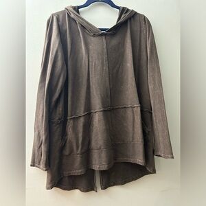 Chalet Et Ceci Brown Hooded Boho Sweatshirt Size Large